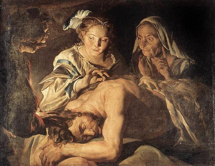 Matthias Stomer Samson nad Delilah